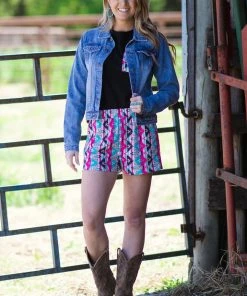 Shewin Black Multicolor Aztec Print Top And Short Set