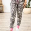 7th Ray Bottoms Mocha And Neon Pink Animal Print Joggers 1 7th Ray Bottoms Mocha And Neon Pink Animal Print Joggers