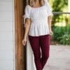 Hailey And Co Ivory Eyelet Puff Sleeve Peplum Top