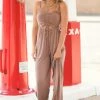 Love Tree Dresses Taupe Ruched Bodice Jumpsuit With Cutout 1 Love Tree Dresses Taupe Ruched Bodice Jumpsuit With Cutout