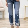 Kancan Distressed Straight Fit Jean Bottoms