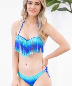 Nali Collection SWIMWEAR Blue Ombre Fringe Two Piece Swimsuit