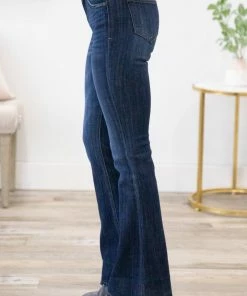 Kancan Dark Wash Mid Rise Flare Jeans