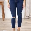 Rewash Bottoms Blue Vintage Wash Distressed Knee Jeans