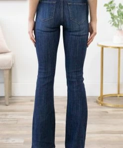 Kancan Dark Wash Mid Rise Flare Jeans