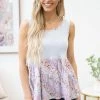 BE Stage Pastel Blue Ditsy Floral Babydoll Tank TANK TOPS