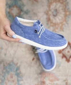 Olem Shoe Corporation Blue Heathered Lace Up Slip On Shoes