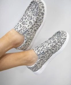 Olem Shoe Corporation Grey Animal Print Slip On Shoes