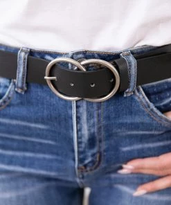 Sunway Design Black Double Ring Buckle Belt Accessories