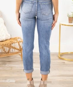 Bottoms Sneak Peek Medium Wash Roll Cuff Jeans