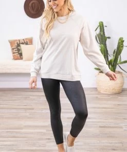 Zenana Ivory Lightweight Crew Neck Sweatshirt Tops 10 Zenana Ivory Lightweight Crew Neck Sweatshirt Tops