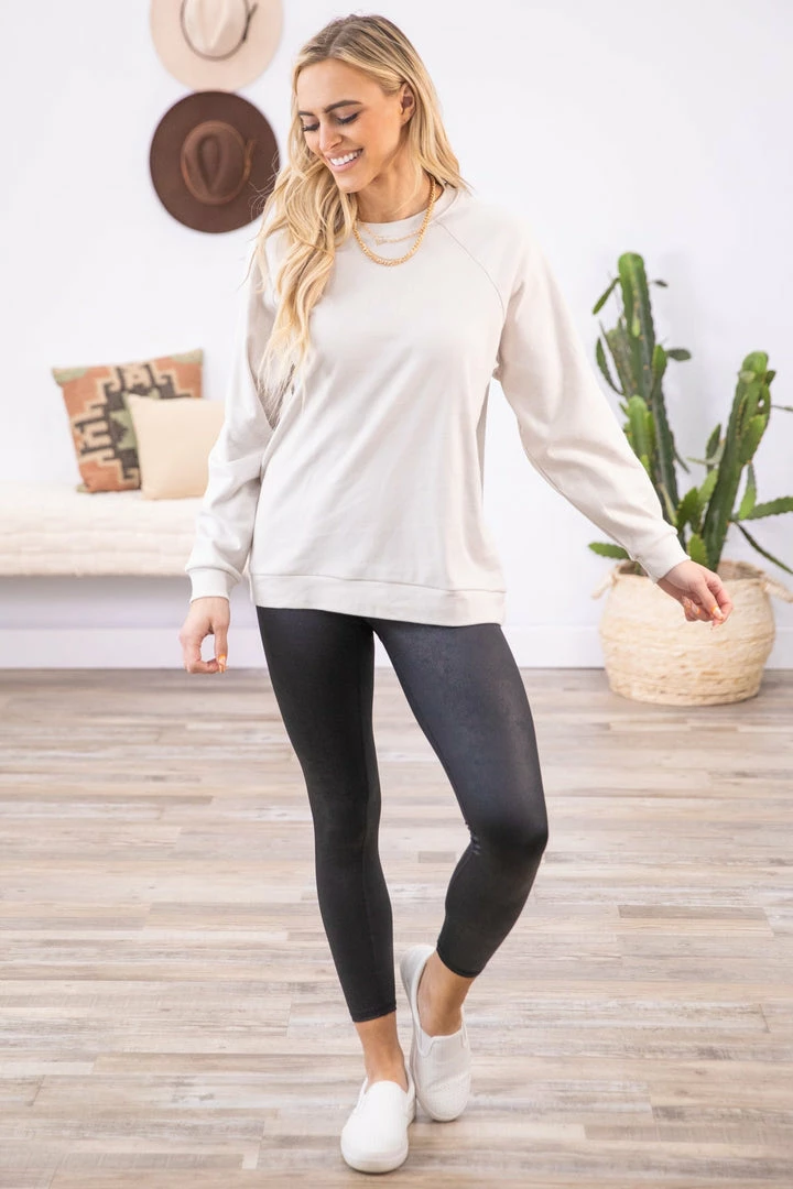 Zenana Ivory Lightweight Crew Neck Sweatshirt Tops 6 Zenana Ivory Lightweight Crew Neck Sweatshirt Tops