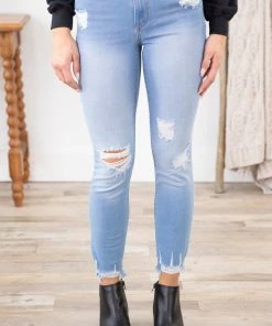 Rewash Medium Wash Distressed Knee Jeans