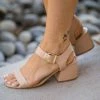 East Lion Shoes Tan Block Heels With Ankle Strap