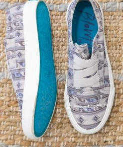 Blowfish Shoes Light Grey Multicolor Aztec Slip On Shoe