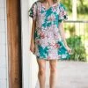 Andree By Unit Dresses Teal Multicolor Floral Short Sleeve Dress