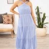 ALLIE ROSE Pastel Blue Halter Neck Maxi Dress Dresses