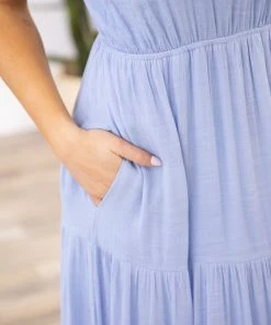 ALLIE ROSE Pastel Blue Halter Neck Maxi Dress Dresses