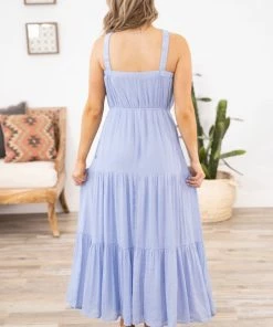 ALLIE ROSE Pastel Blue Halter Neck Maxi Dress Dresses