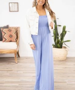 Zenana Dresses Cornflower Smocked Bodice Jumpsuit
