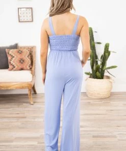 Zenana Dresses Cornflower Smocked Bodice Jumpsuit