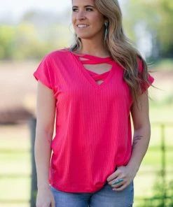 Vanilla Bay Tops Crimson Criss-Cross Front Top