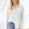Be Cool Sage Roll Sleeve Button Up Top LONG SLEEVES