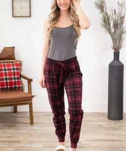Pacific Teaze Inc Bottoms Burgundy And Black Plaid Jogger Loungewear 7 Pacific Teaze Inc Bottoms Burgundy And Black Plaid Jogger Loungewear