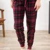 Pacific Teaze Inc Bottoms Burgundy And Black Plaid Jogger Loungewear 1 Pacific Teaze Inc Bottoms Burgundy And Black Plaid Jogger Loungewear