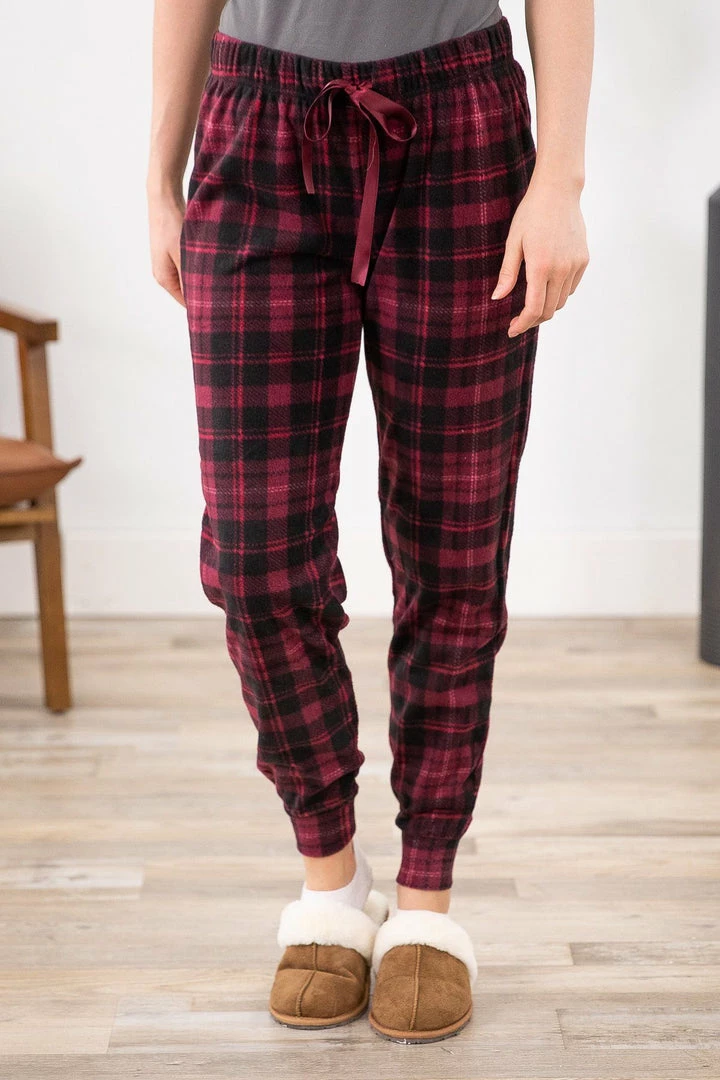 Pacific Teaze Inc Bottoms Burgundy And Black Plaid Jogger Loungewear 3 Pacific Teaze Inc Bottoms Burgundy And Black Plaid Jogger Loungewear