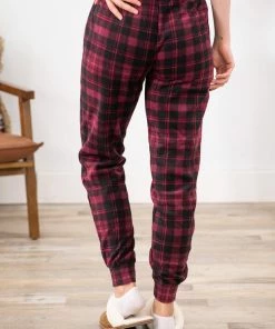 Pacific Teaze Inc Bottoms Burgundy And Black Plaid Jogger Loungewear 9 Pacific Teaze Inc Bottoms Burgundy And Black Plaid Jogger Loungewear