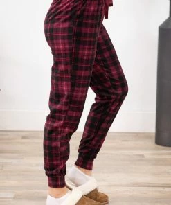 Pacific Teaze Inc Bottoms Burgundy And Black Plaid Jogger Loungewear 8 Pacific Teaze Inc Bottoms Burgundy And Black Plaid Jogger Loungewear