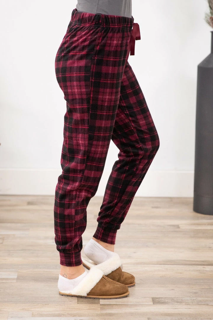 Pacific Teaze Inc Bottoms Burgundy And Black Plaid Jogger Loungewear 5 Pacific Teaze Inc Bottoms Burgundy And Black Plaid Jogger Loungewear