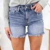 Kancan Medium Wash Raw Hem High Waist Shorts Bottoms 1 Kancan Medium Wash Raw Hem High Waist Shorts Bottoms
