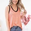 PS KATE TANK TOPS Coral Stripe Contrast Trim Tank