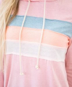 Lovely Melody LONG SLEEVES Pink Colorblock Hooded Top