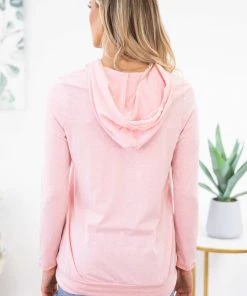 Lovely Melody LONG SLEEVES Pink Colorblock Hooded Top