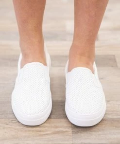 Fortune Dynamic White Perforated Detail Platform Slip On Shoes
