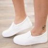 Fortune Dynamic White Perforated Detail Platform Slip On Shoes