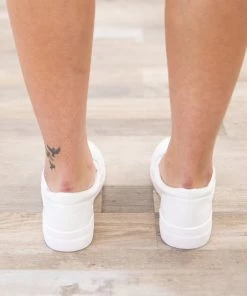 Fortune Dynamic White Perforated Detail Platform Slip On Shoes