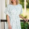 Gilli Mint And White Floral Short Sleeve Dress Dresses