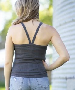 Zenana Graphite Rib Knit Fitted Tank