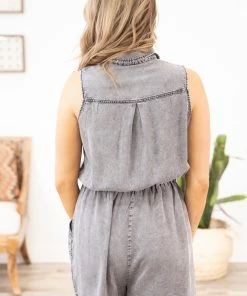 Doe & Rae Black Bleached Drawstring Waist Romper Dresses 8 Doe & Rae Black Bleached Drawstring Waist Romper Dresses