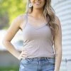 Zenana Mocha Rib Knit Fitted Tank Tops