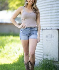 Zenana Mocha Rib Knit Fitted Tank Tops