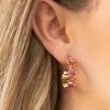 CNC NEW YORK CORP Pink/Gold Baguette C-Hoop Stud Earrings Accessories