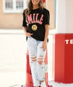 Sweet Claire Black And Pink Smile Graphic Tee 8 Sweet Claire Black And Pink Smile Graphic Tee