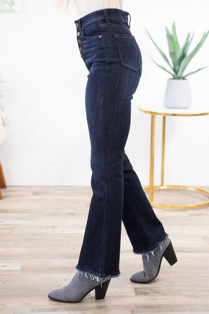 Kancan Dark Wash Raw Hem Bootcut Jeans Bottoms 4 Kancan Dark Wash Raw Hem Bootcut Jeans Bottoms