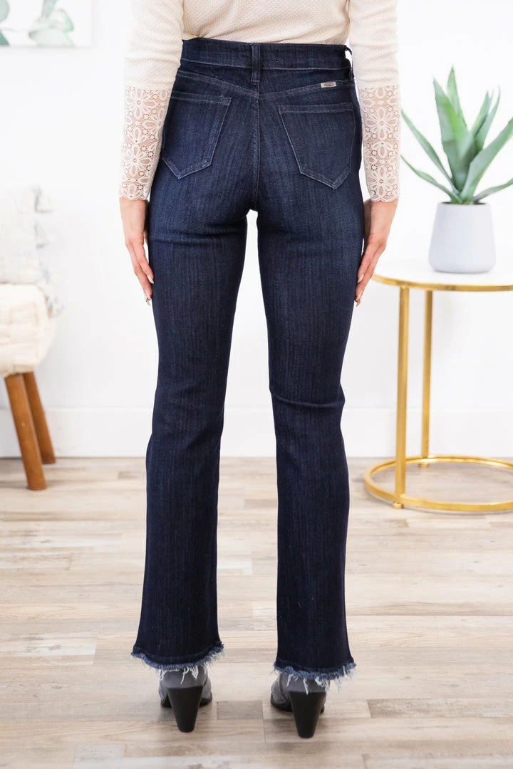 Kancan Dark Wash Raw Hem Bootcut Jeans Bottoms 5 Kancan Dark Wash Raw Hem Bootcut Jeans Bottoms