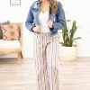 HyFve Bottoms Sage And Blush Stripe Elastic Waist Pants